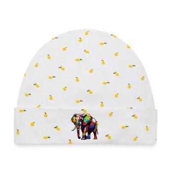 Elefant - Baby Premium Organic Mütze - Weiß/Zitronengelb - Vorne
