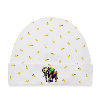 Elefant - Baby Premium Organic Mütze - Weiß/Zitronengelb - Vorne