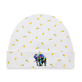 Elefant - Baby Premium Organic Mütze - Weiß/Zitronengelb - Vorne