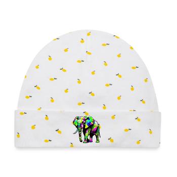 Elefant - Baby Premium Organic Mütze - Weiß/Zitronengelb - Vorne