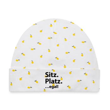 Sitz Platz egal - Baby Premium Organic Mütze - Weiß/Zitronengelb - Vorne