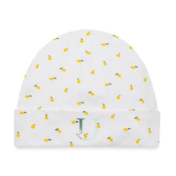 U Monogramm, Floral, personalisierbar - Baby Premium Organic Mütze - Weiß/Zitronengelb - Vorne