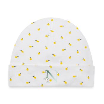 N Monogramm, Floral, personalisierbar - Baby Premium Organic Mütze - Weiß/Zitronengelb - Vorne