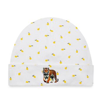 Tiger - Baby Premium Organic Mütze - Weiß/Zitronengelb - Vorne