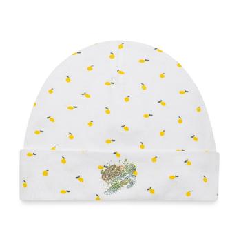 Coole Schildkröte als schickes Porträt - Baby Premium Organic Mütze - Weiß/Zitronengelb - Vorne