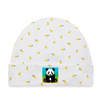 Panda - Baby Premium Organic Mütze - Weiß/Zitronengelb - Vorne