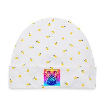 Koala - Baby Premium Organic Mütze - Weiß/Zitronengelb - Vorne