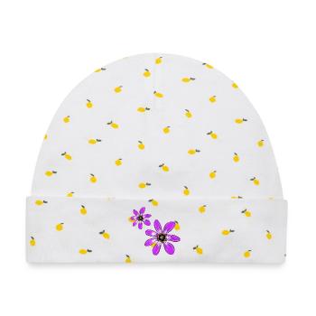 Blumen Pink - Baby Premium Organic Mütze - Weiß/Zitronengelb - Vorne