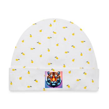 Tiger - Baby Premium Organic Mütze - Weiß/Zitronengelb - Vorne