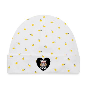 Cool bleiben Elefant Retro - Baby Premium Organic Mütze - Weiß/Zitronengelb - Vorne