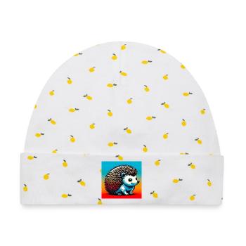 Igel - Baby Premium Organic Mütze - Weiß/Zitronengelb - Vorne