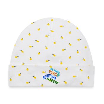 Tennis Shirt Melbourne, London, Paris, New York - Baby Premium Organic Mütze - Weiß/Zitronengelb - Vorne