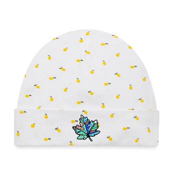 Ahorn Blatt Bunt Symbol - Baby Premium Organic Mütze - Weiß/Zitronengelb - Vorne