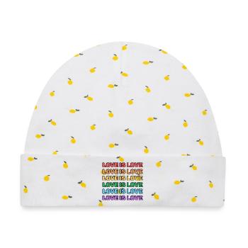 Rainbow Love Is Love LGBT Pride Merch - Baby Premium Organic Mütze - Weiß/Zitronengelb - Vorne
