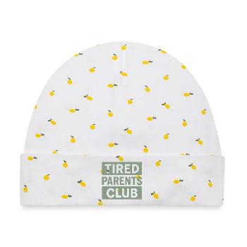 Tired Parents Club - Baby Premium Organic Mütze - Weiß/Zitronengelb - Vorne