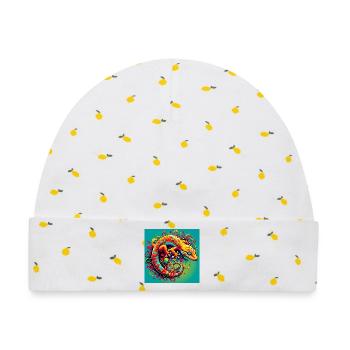 Gecko - Baby Premium Organic Mütze - Weiß/Zitronengelb - Vorne
