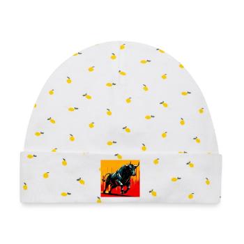 Stier - Baby Premium Organic Mütze - Weiß/Zitronengelb - Vorne