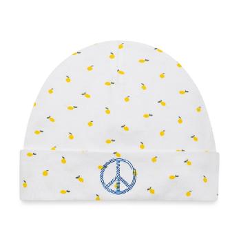 Peace-Zeichen - Baby Premium Organic Mütze - Weiß/Zitronengelb - Vorne