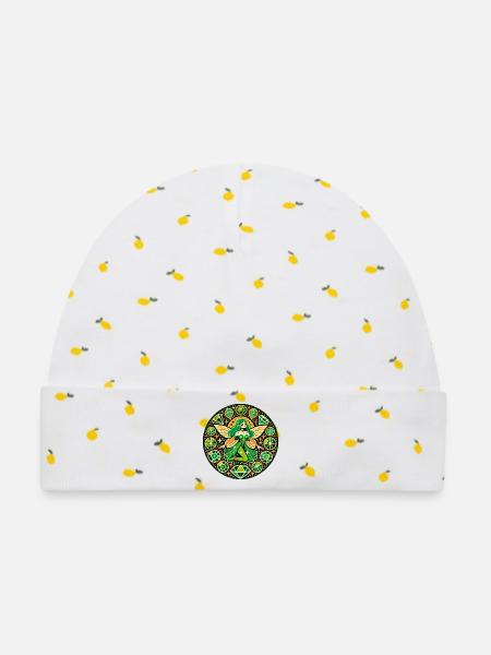 Smaragd-Fee-Mandala - Baby Premium Organic Mütze - Weiß/Zitronengelb