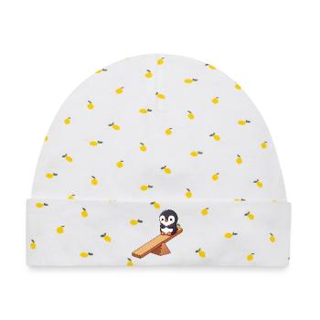 Süßer Pinguin Cartoon Freunde Freundschaft - Baby Premium Organic Mütze - Weiß/Zitronengelb - Vorne