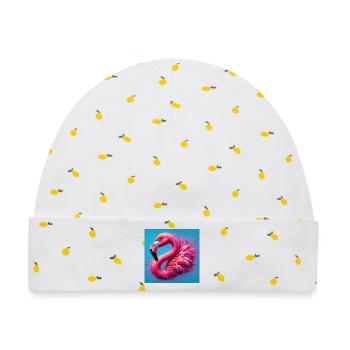 Flamingo - Baby Premium Organic Mütze - Weiß/Zitronengelb - Vorne