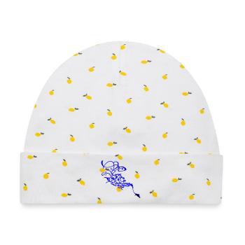Snowboard Ornament - Baby Premium Organic Mütze - Weiß/Zitronengelb - Vorne