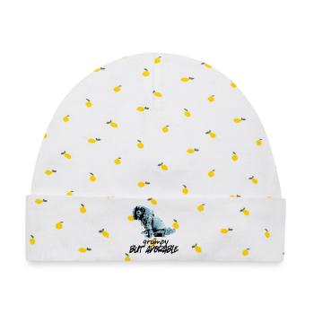 Blaues Hundeporträt im Stencil-Stil - Baby Premium Organic Mütze - Weiß/Zitronengelb - Vorne
