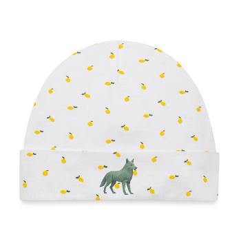 Geometrischer Wolf - Baby Premium Organic Mütze - Weiß/Zitronengelb - Vorne
