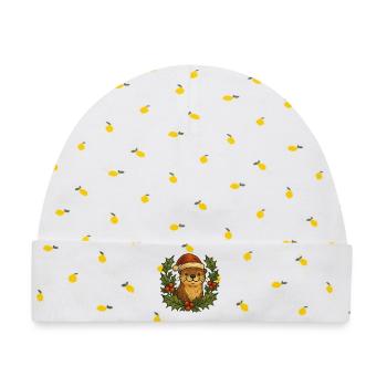 Santa Otter unter Stechpalmen - Baby Premium Organic Mütze - Weiß/Zitronengelb - Vorne