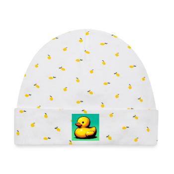 Ente Ente Ente Ente Ente - Baby Premium Organic Mütze - Weiß/Zitronengelb - Vorne