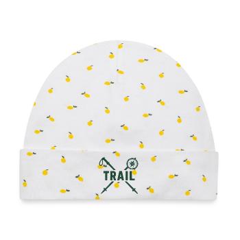 Trail Adventure Kompass und Klingen - Baby Premium Organic Mütze - Weiß/Zitronengelb - Vorne