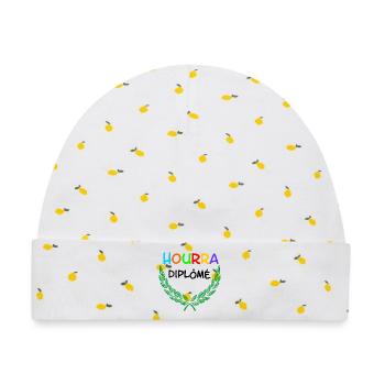 ourra diplôme - Baby Premium Organic Mütze - Weiß/Zitronengelb - Vorne