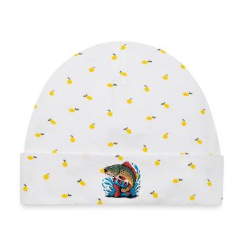 Springender Karpfen  - Baby Premium Organic Mütze - Weiß/Zitronengelb - Vorne