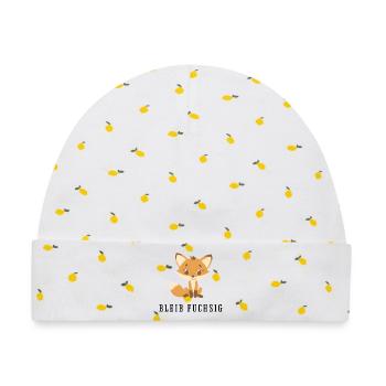 Kuscheliger Fuchsfreund - Baby Premium Organic Mütze - Weiß/Zitronengelb - Vorne