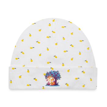 Kirschenbaum-Fuchs bei Laterne - Baby Premium Organic Mütze - Weiß/Zitronengelb - Vorne