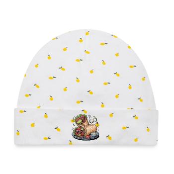 Bunte Gemüse-Wrap Kunst - Baby Premium Organic Mütze - Weiß/Zitronengelb - Vorne