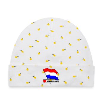 Niederländische Flagge mit Herz - Baby Premium Organic Mütze - Weiß/Zitronengelb - Vorne