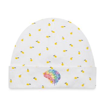 Regenbogenhirn Farbverlauf Druckdesign - Baby Premium Organic Mütze - Weiß/Zitronengelb - Vorne