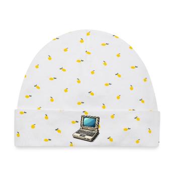  Laptop Retro-Computer Vintage Stil Illustration - Baby Premium Organic Mütze - Weiß/Zitronengelb - Vorne