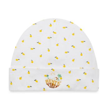 Rente Vibes Strandretro 2026 Vintage - Baby Premium Organic Mütze - Weiß/Zitronengelb - Vorne