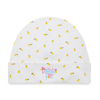 Dinight Pro Neon Gradient - Baby Premium Organic Mütze - Weiß/Zitronengelb - Vorne