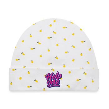 Help Me Neon Script - Baby Premium Organic Mütze - Weiß/Zitronengelb - Vorne