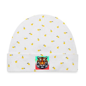 Tiger - Baby Premium Organic Mütze - Weiß/Zitronengelb - Vorne