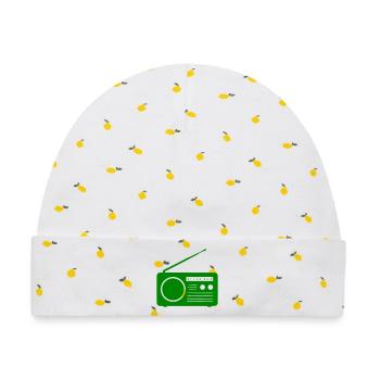 Retro-Radio Design - Baby Premium Organic Mütze - Weiß/Zitronengelb - Vorne