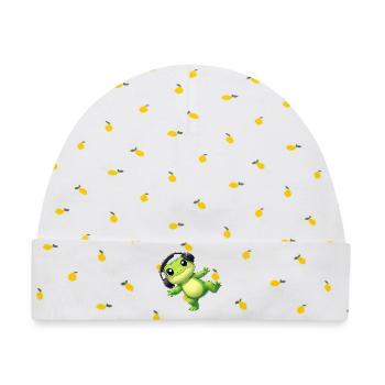 Süßer Frosch Kröte Unke mit Kopfhörern Tanzen Tech - Baby Premium Organic Mütze - Weiß/Zitronengelb - Vorne