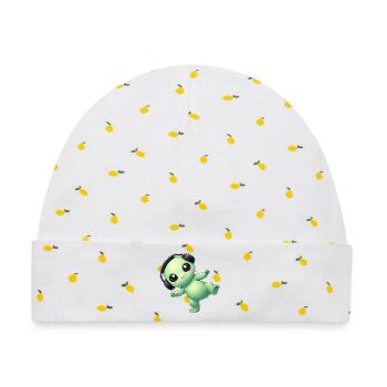 Außerirdischer Alien mit Kopfhörern Techno Tanzen - Baby Premium Organic Mütze - Weiß/Zitronengelb - Vorne