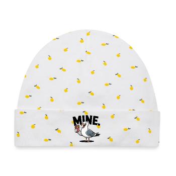 Grumpy Seagull mit Pommes - Baby Premium Organic Mütze - Weiß/Zitronengelb - Vorne