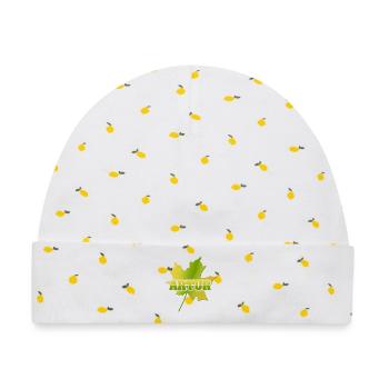 Ahornblatt Artur - Baby Premium Organic Mütze - Weiß/Zitronengelb - Vorne