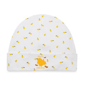 Bienen mit Honigwabe - Baby Premium Organic Mütze - Weiß/Zitronengelb - Vorne