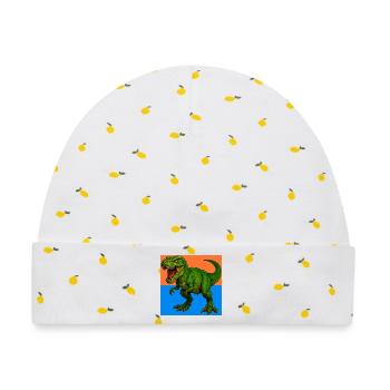 Dinosaurier - Baby Premium Organic Mütze - Weiß/Zitronengelb - Vorne